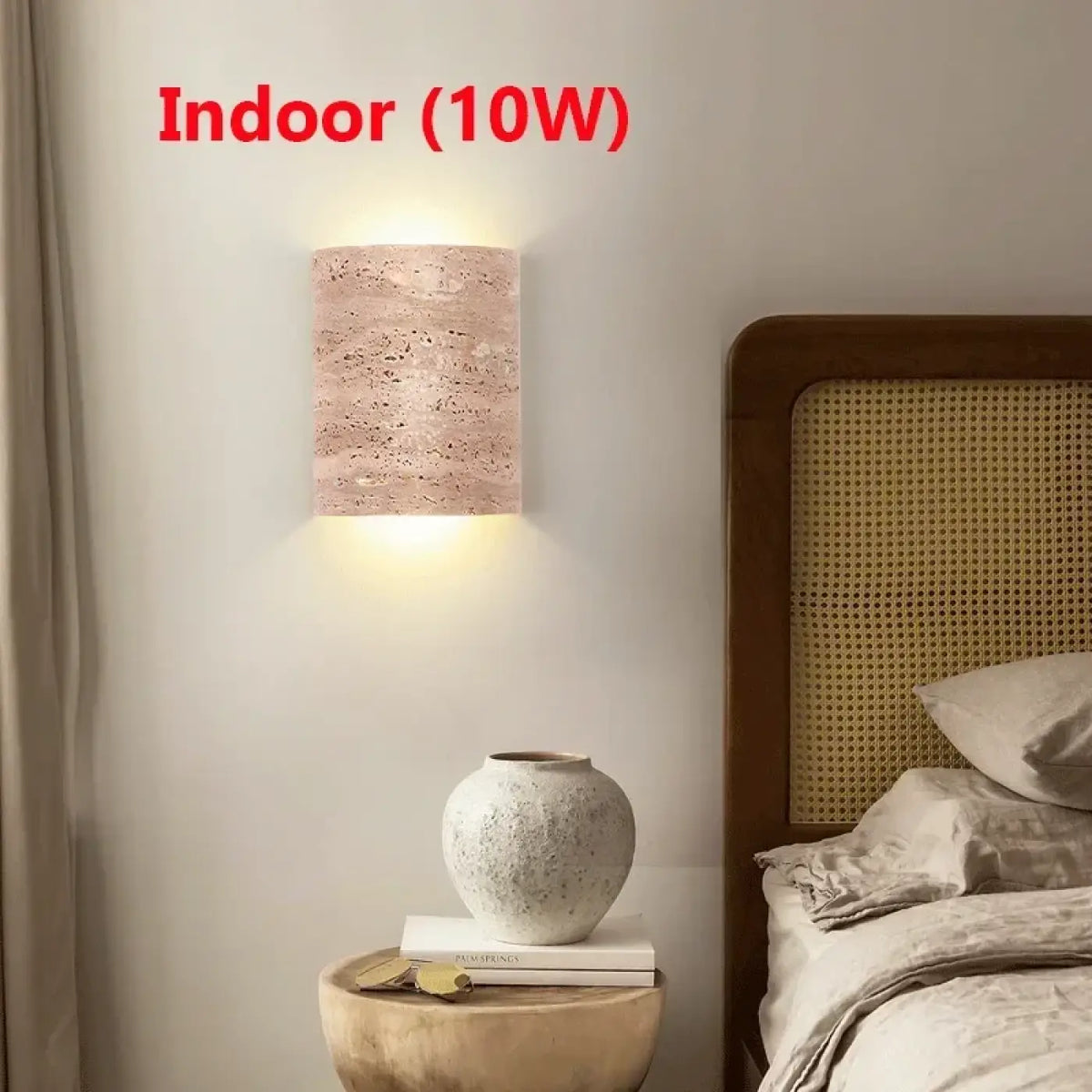 Applique murale LED en travertin, blanc chaud ou froid