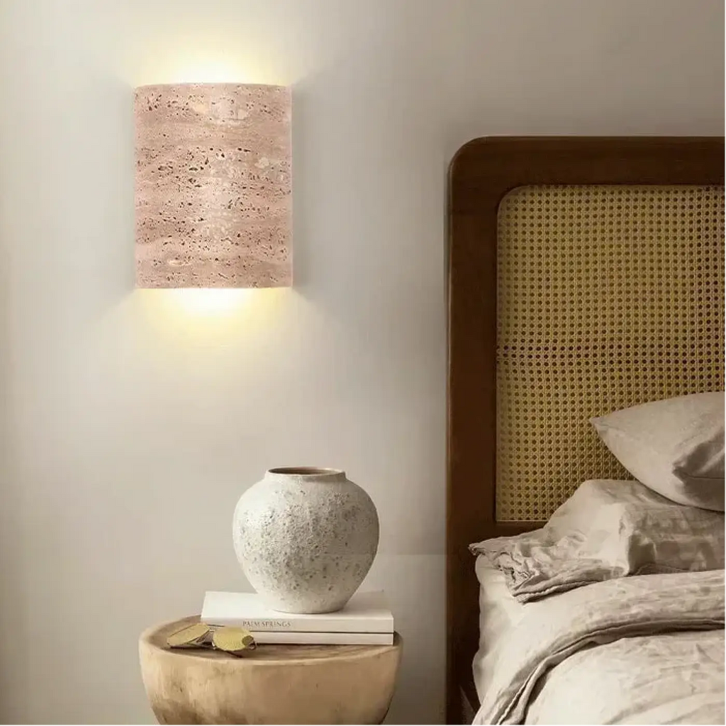 Applique murale LED en travertin, blanc chaud ou froid