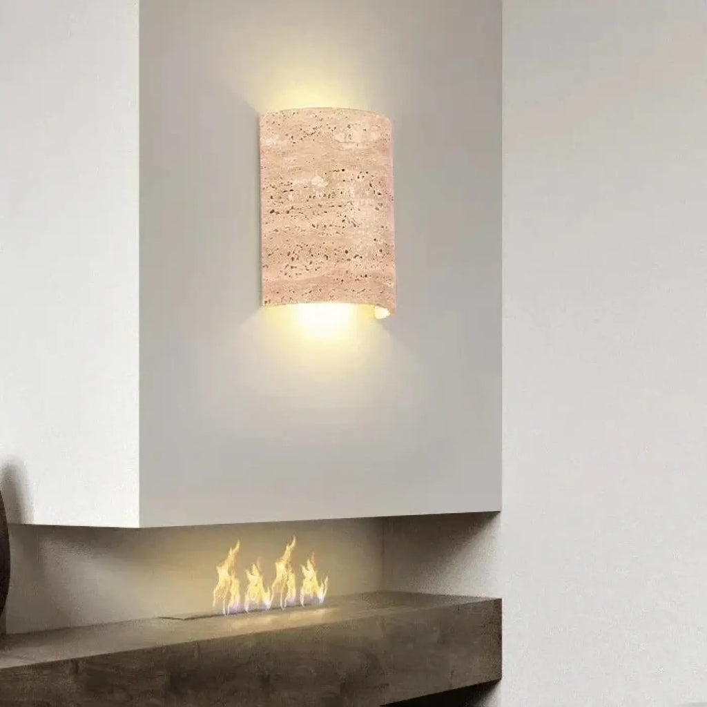 Applique murale LED en travertin, blanc chaud ou froid