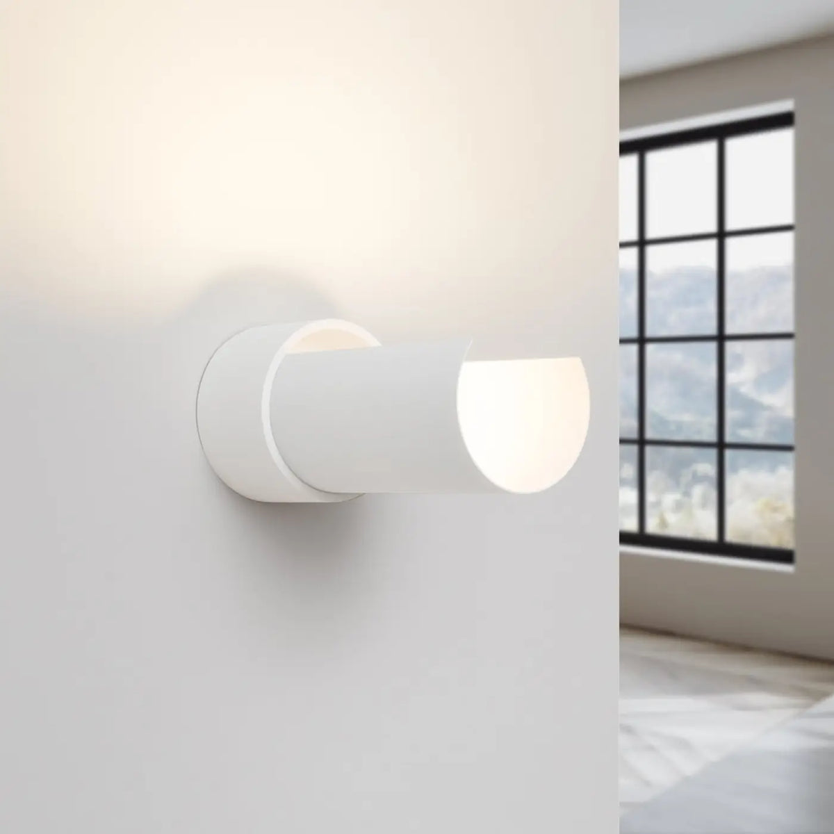Applique murale cylindre en acier blanc, 1 ou 2 sources E27