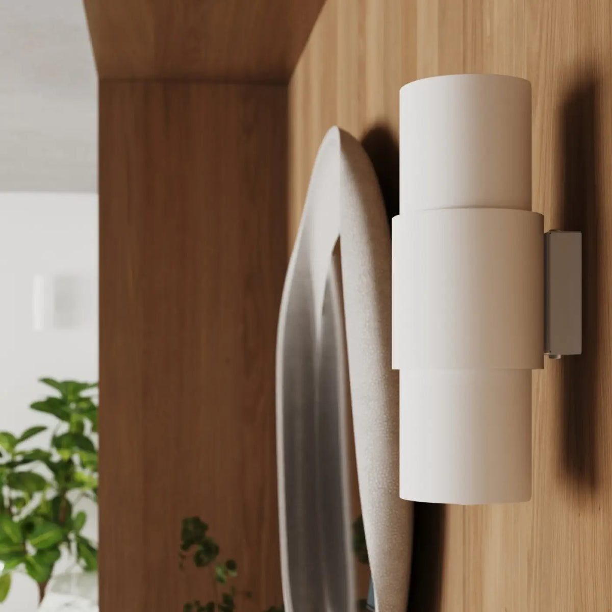 Applique murale cylindre en acier blanc, 1 ou 2 sources E27