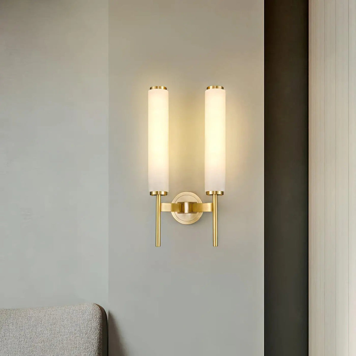 Applique murale tube finition cuivre, simple ou double