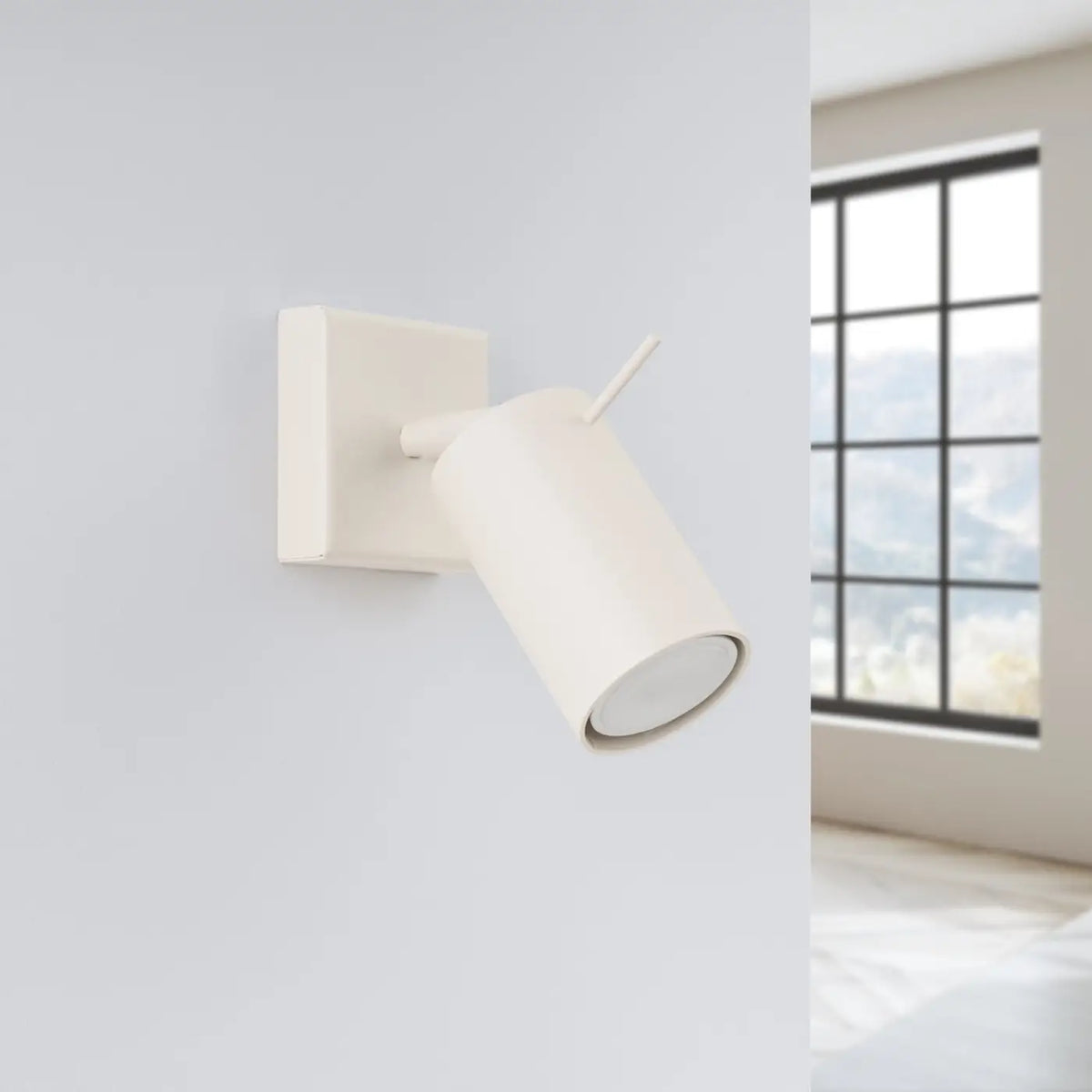 Applique murale tube en acier laqué, faisceau haut et bas, beige