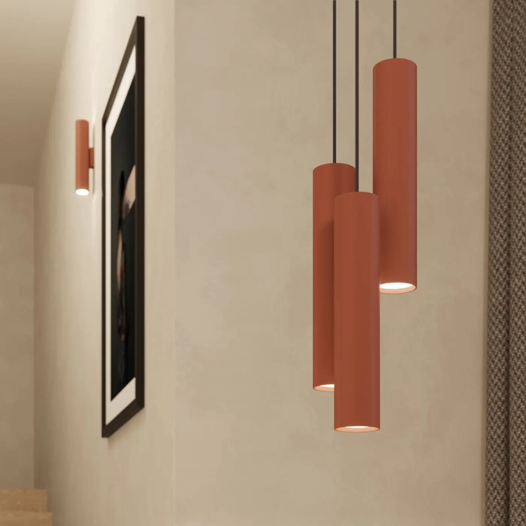 Applique murale tube en acier laqué, faisceau haut et bas