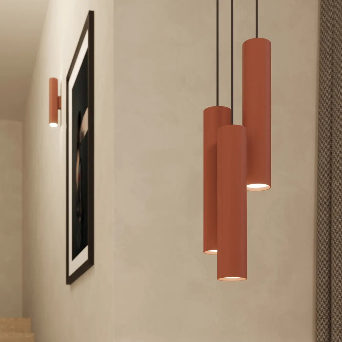 Applique murale tube en acier laqué, faisceau haut et bas