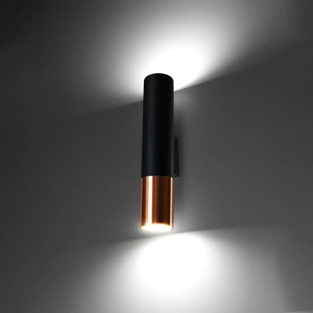 Applique murale tube noir mat à bague brillante, 2 GU10