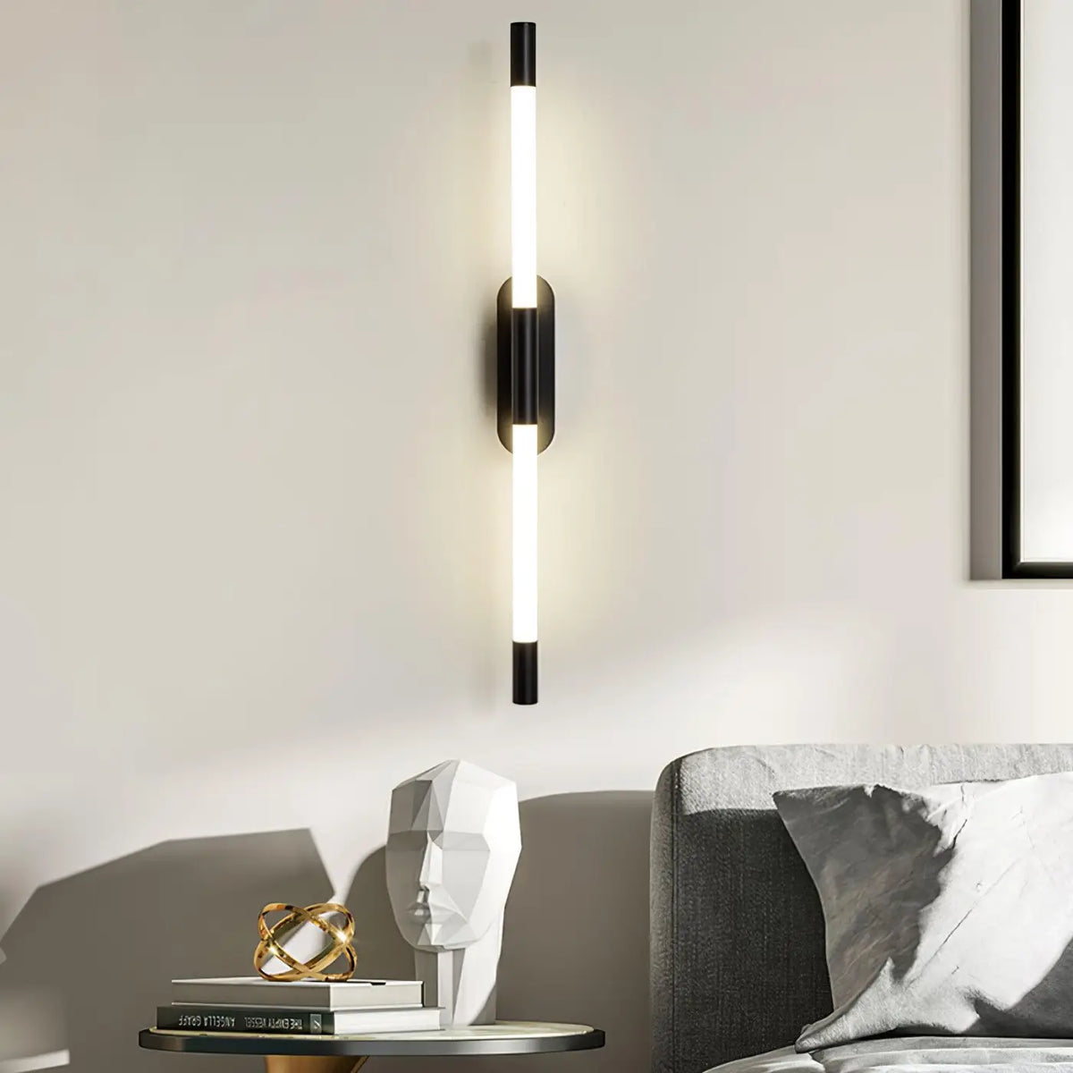 Applique murale tube cylindrique, noir ou doré