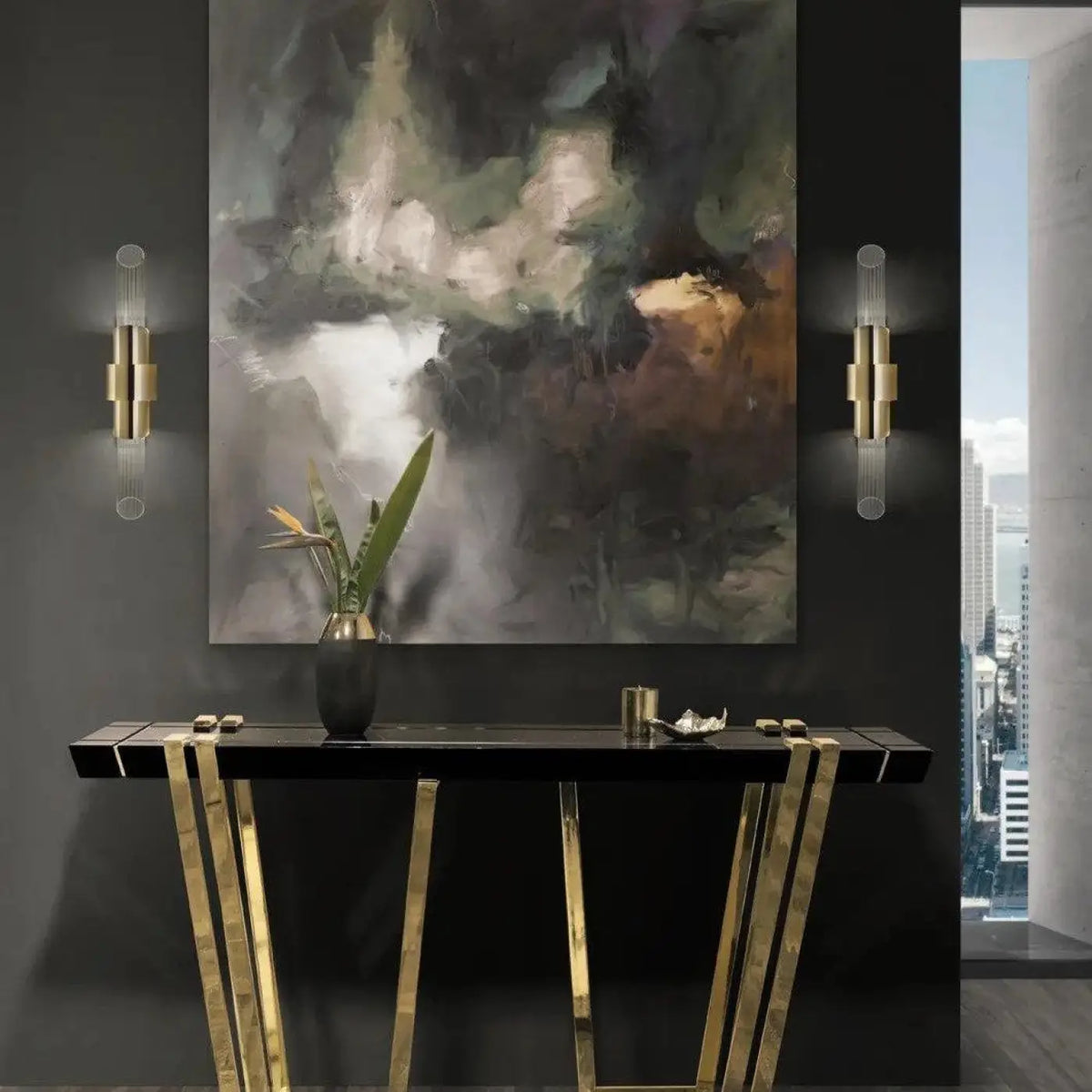 Applique murale tube en verre, forme cylindrique