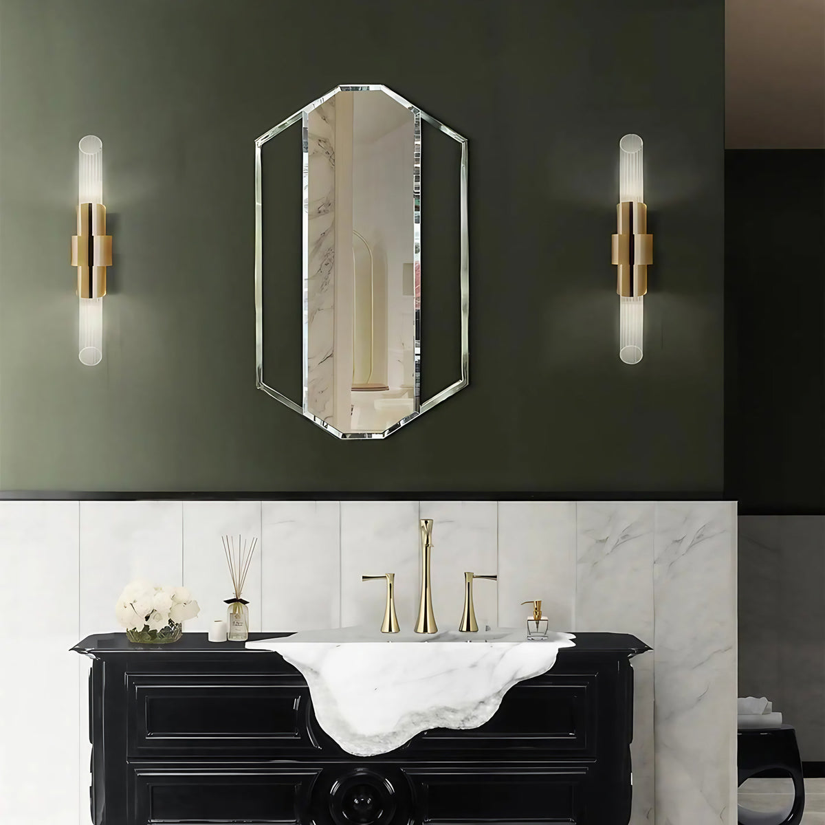 Applique murale tube en verre, forme cylindrique