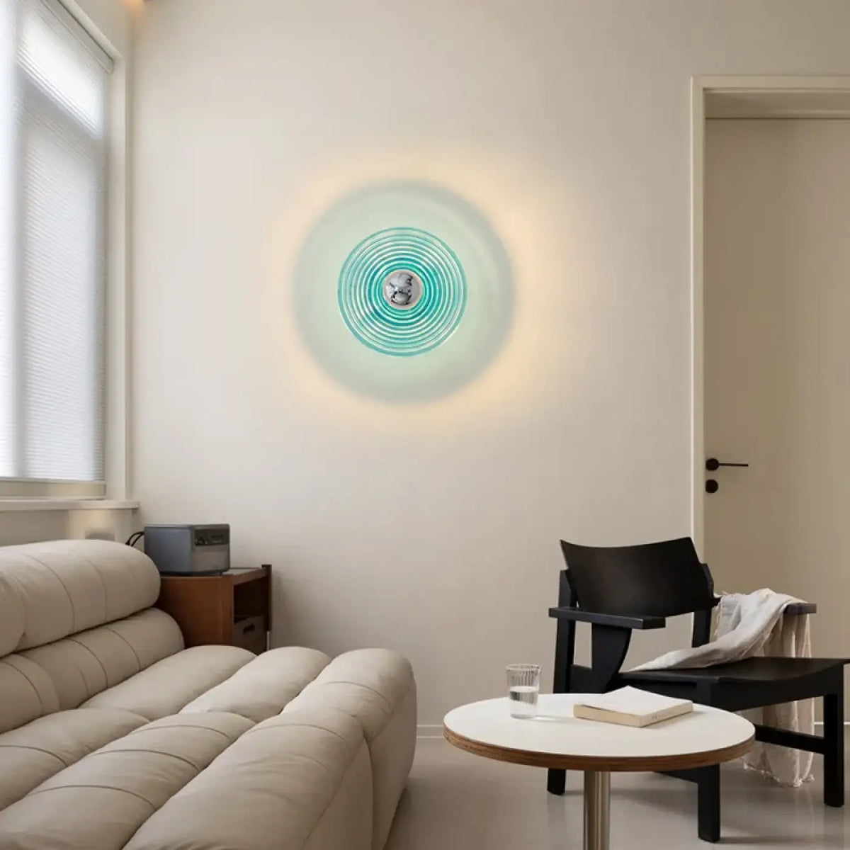 Applique murale en verre coloré, bleu ciel, orange ou blanc, bleu ciel