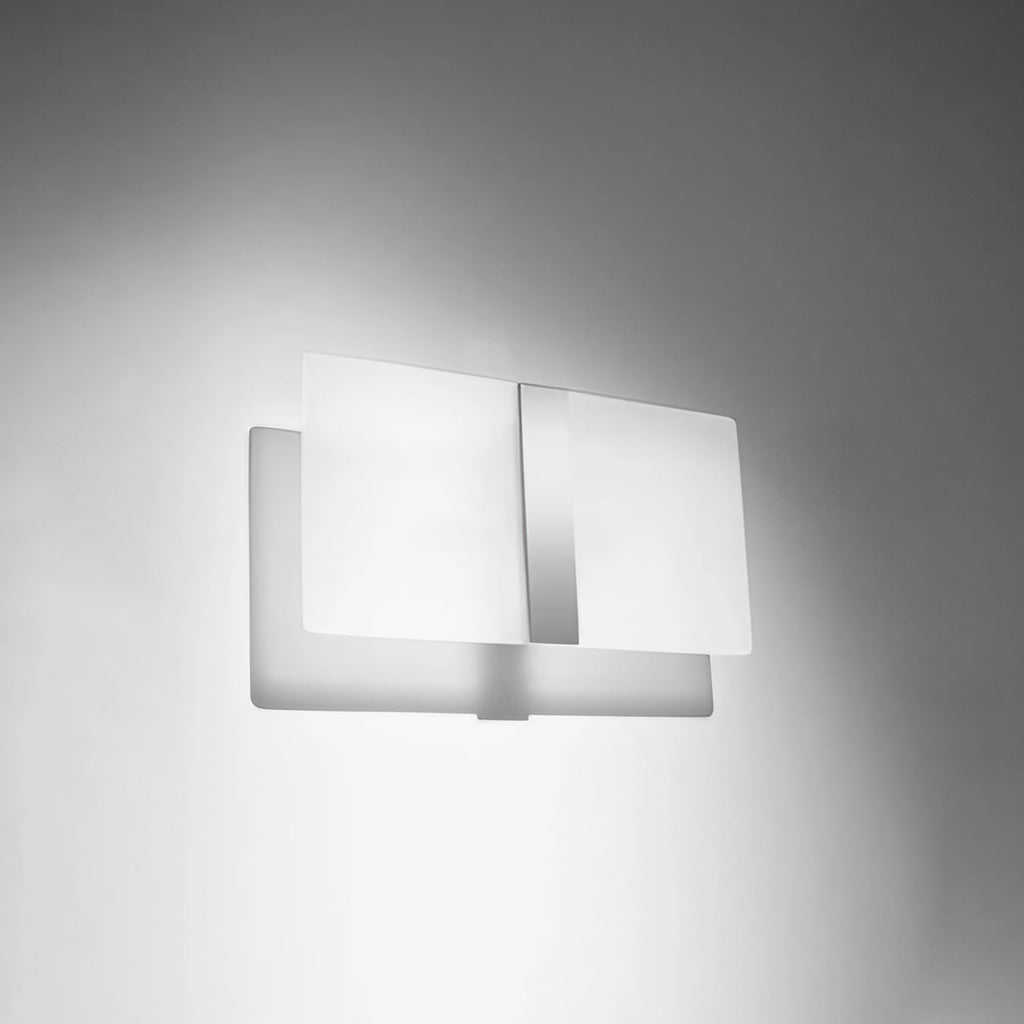Applique murale en verre dépoli blanc et chrome, 35 cm, 2 ampoules G9