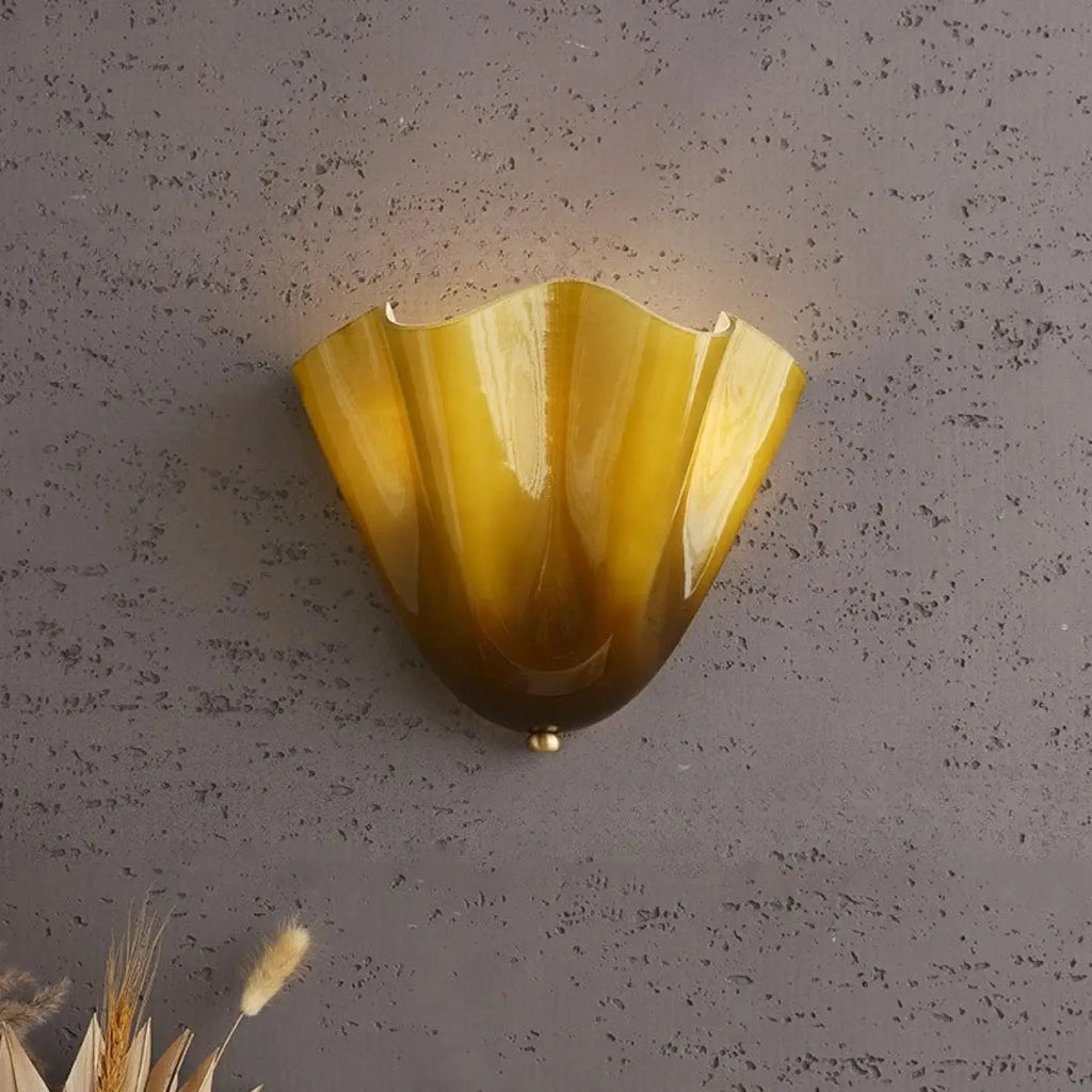 Applique murale coquillage en verre, vert, marron ou beige