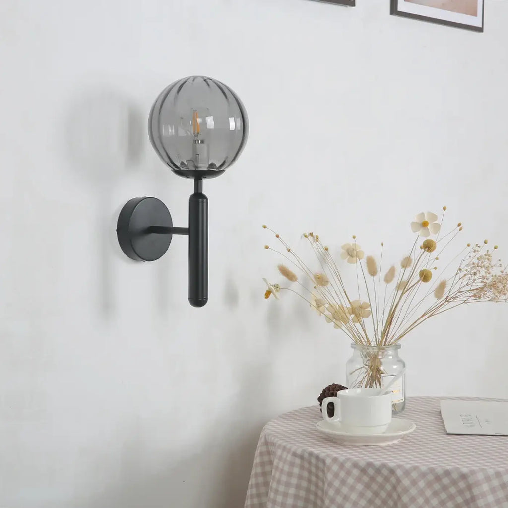 Applique murale en verre teinté, base noire ou dorée