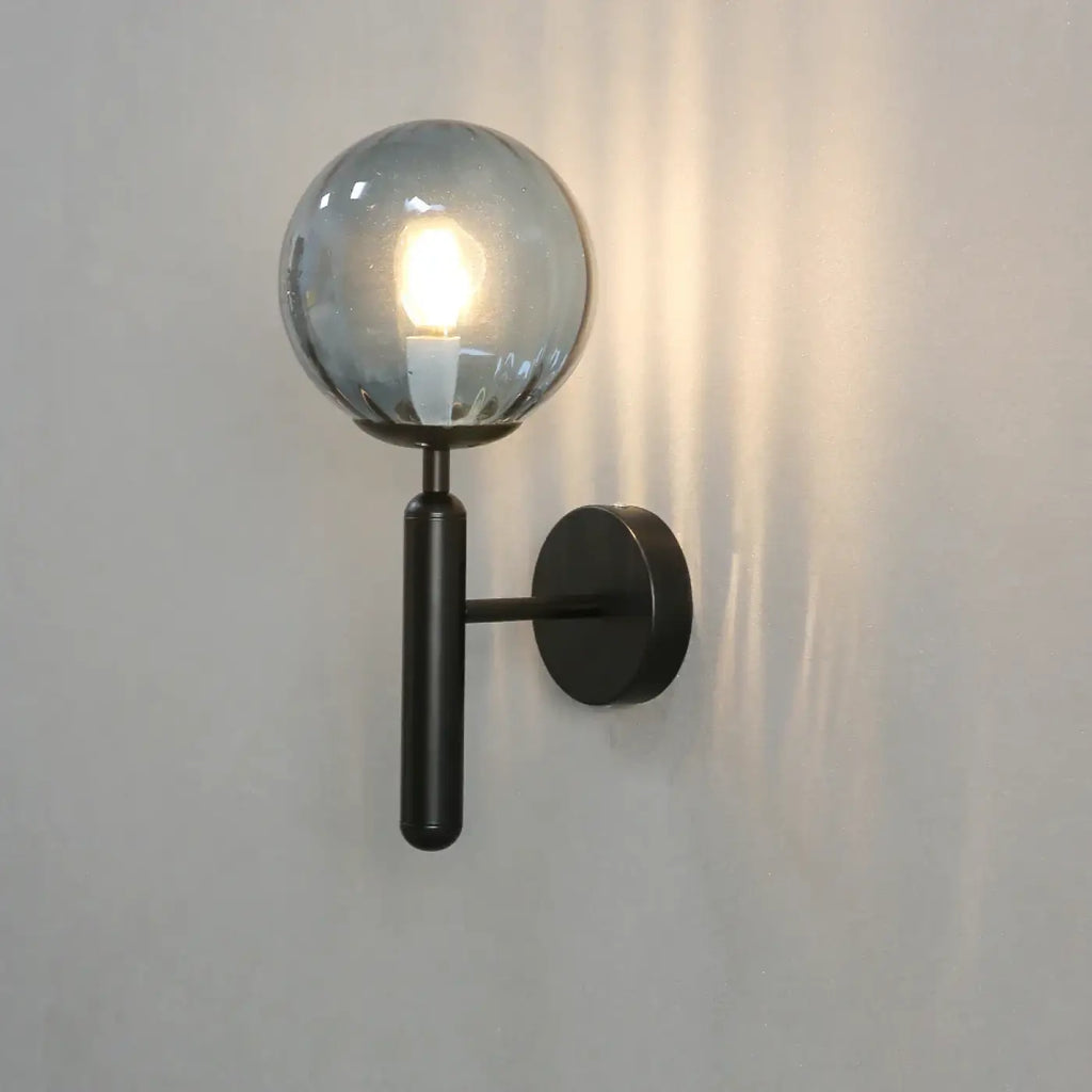 Applique murale en verre teinté, base noire ou dorée