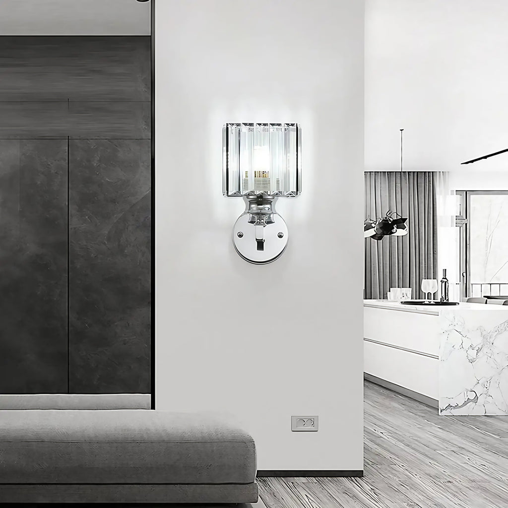 Applique murale en verre transparent, argentée ou noire, argenté