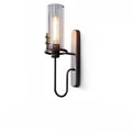 Applique murale vintage, tube de verre et finitions laiton, gris