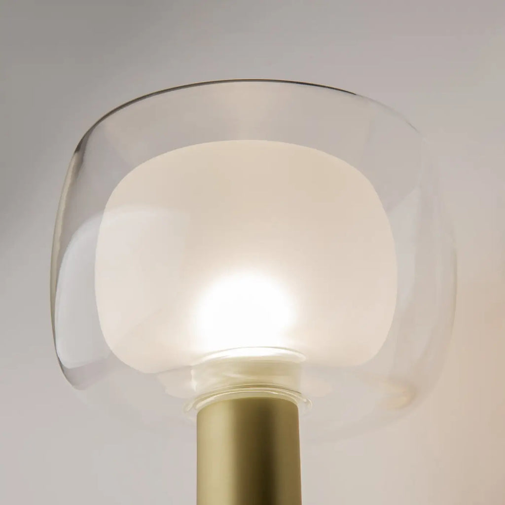 Applique murale à deux globes en verre sur branche dorée
