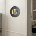 Applique murale ronde noire, diffuseur effet marbre LED
