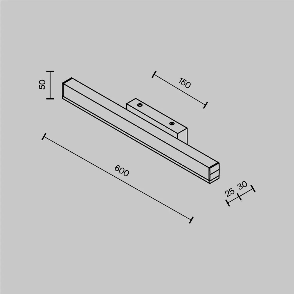 Applique LED pour tableau en aluminium noir, bras déporté, 4000 K