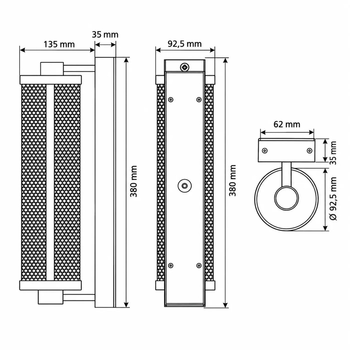 Applique LED en verre ondulé et monture dorée, IP44, 38 cm