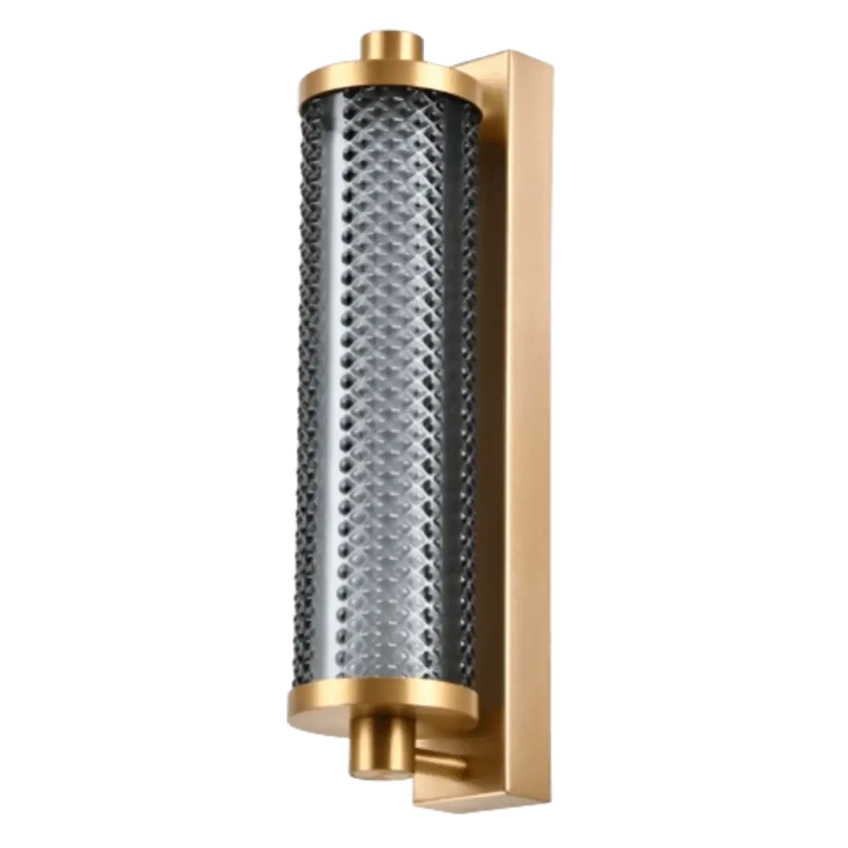 Applique LED en verre ondulé et monture dorée, IP44, 38 cm, gris