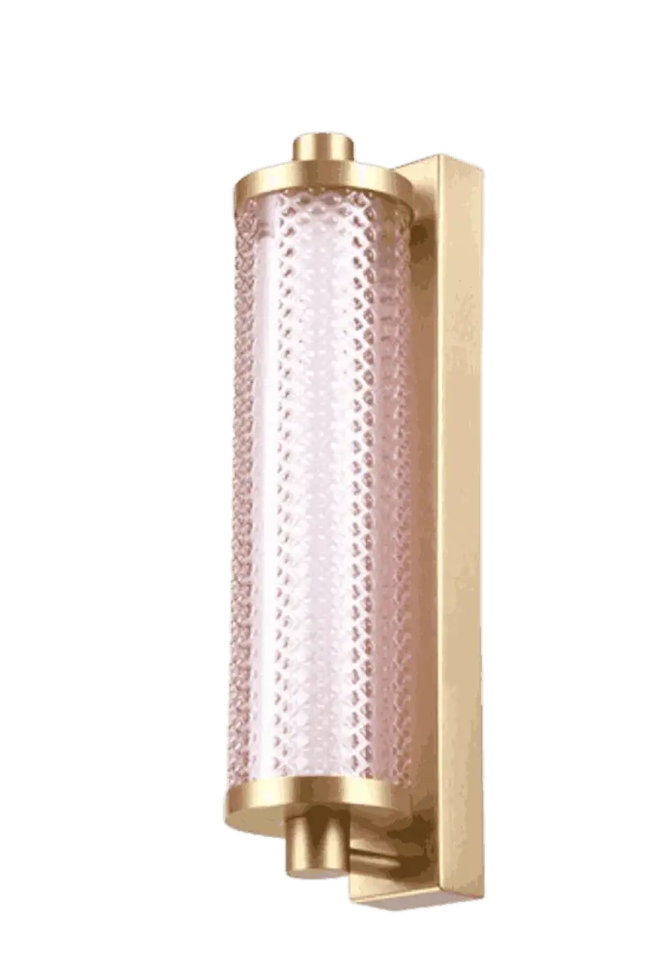 Applique LED en verre ondulé et monture dorée, IP44, 38 cm, rose
