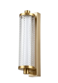 Applique LED en verre ondulé et monture dorée, IP44, 38 cm, transparent