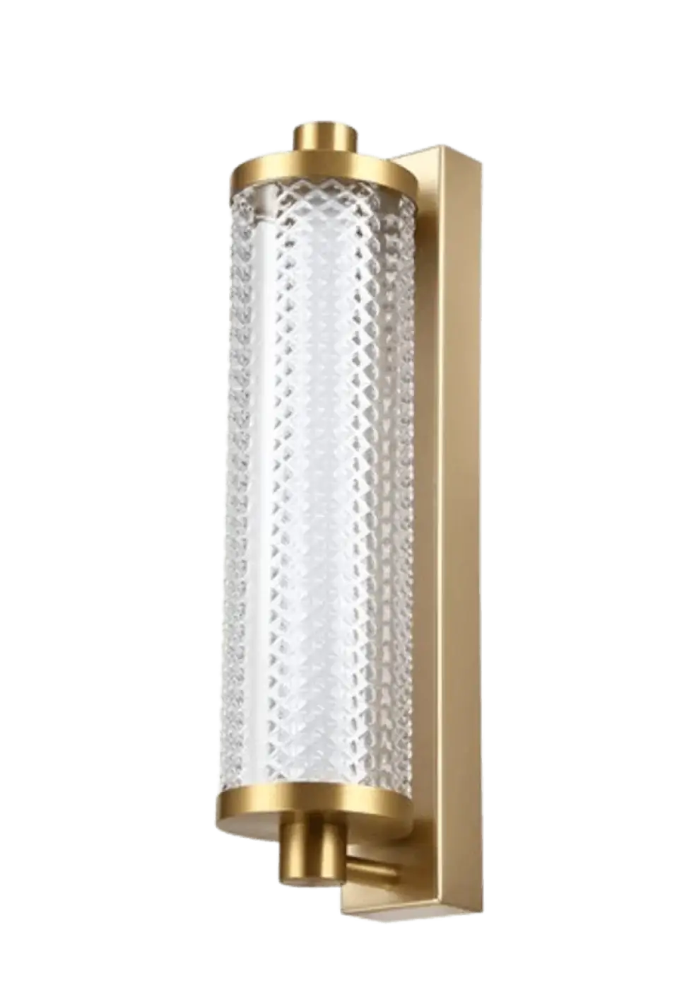 Applique LED en verre ondulé et monture dorée, IP44, 38 cm, transparent