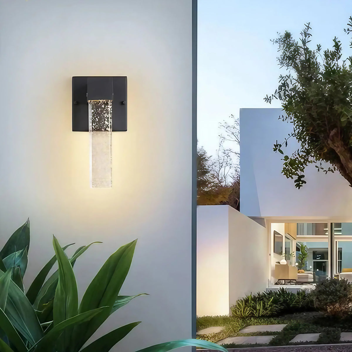Applique murale extérieure en cristal et aluminium