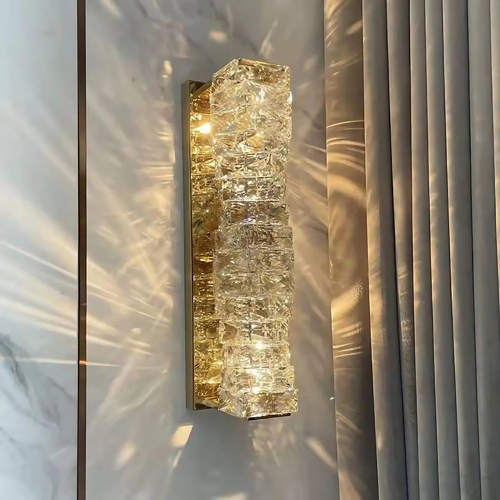 Applique murale en verre, finition dorée ou argentée