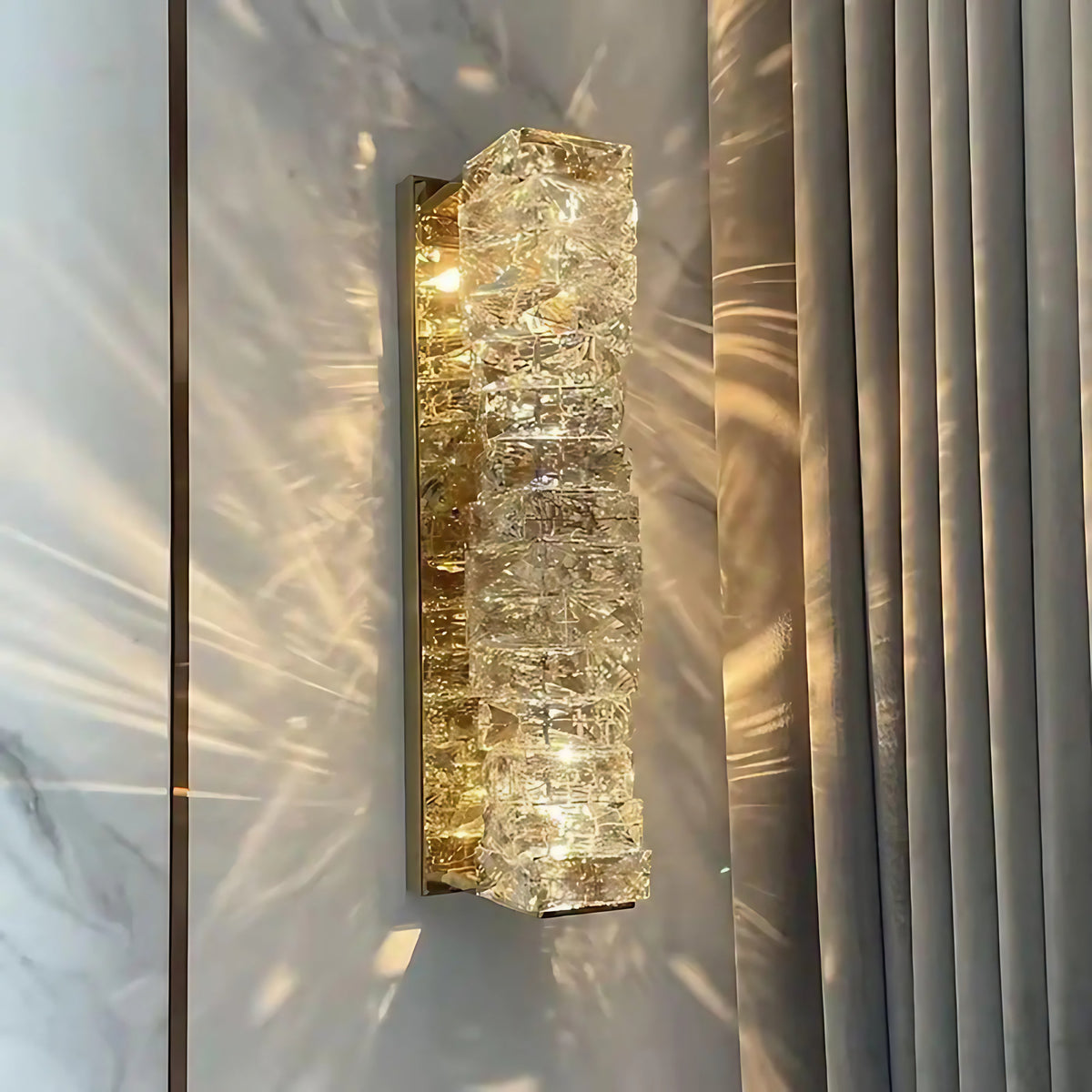 Applique murale en verre, finition dorée ou argentée