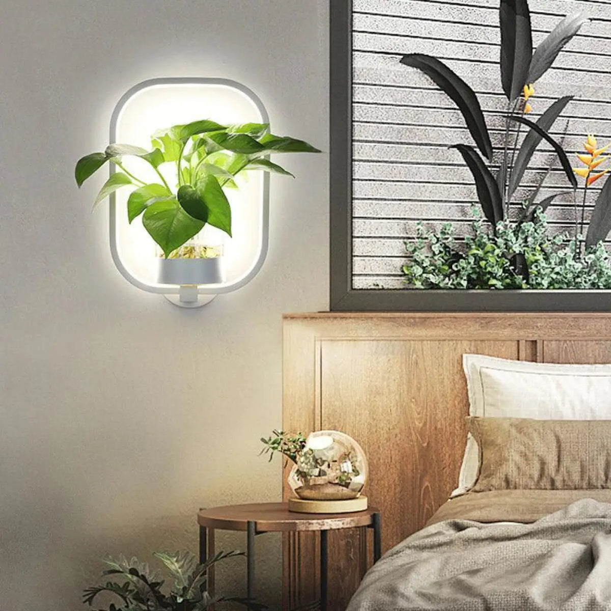 Applique murale naturelle, cercle ou rectangle, noir ou blanc