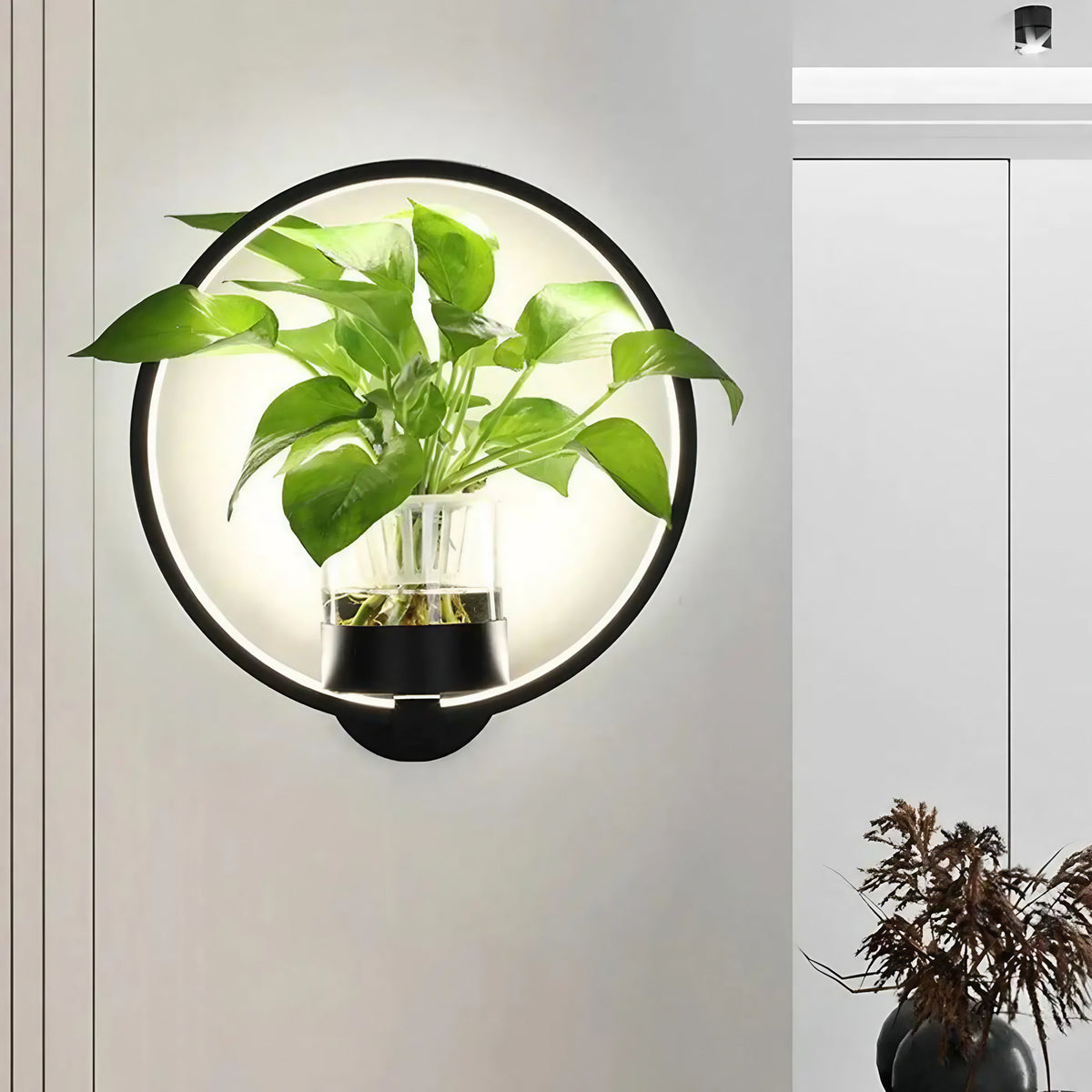 Applique murale naturelle, cercle ou rectangle, noir ou blanc, noir