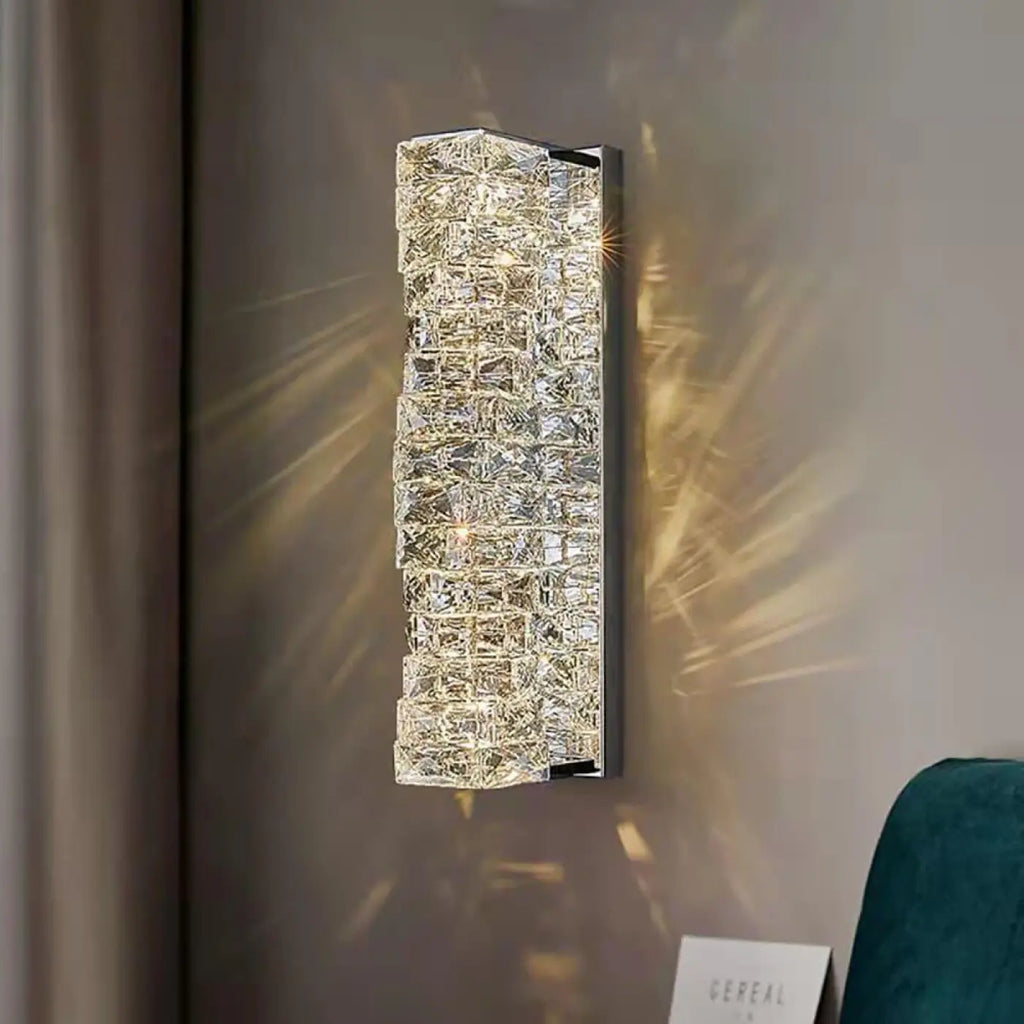 Applique murale en verre, finition dorée ou argentée