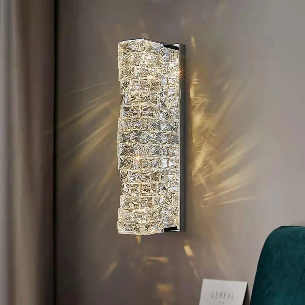 Applique murale en verre, finition dorée ou argentée