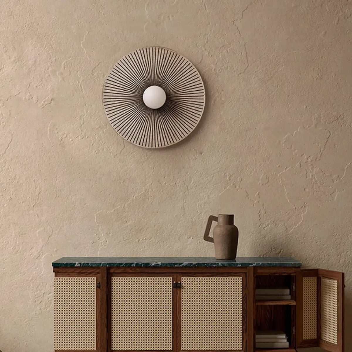 Applique murale en bois, motif de cadran solaire maya