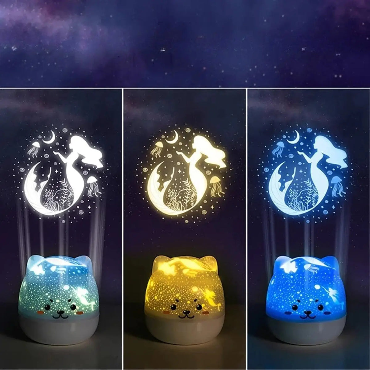 Veilleuse projecteur pour bébé, motifs animés en couleurs au plafond