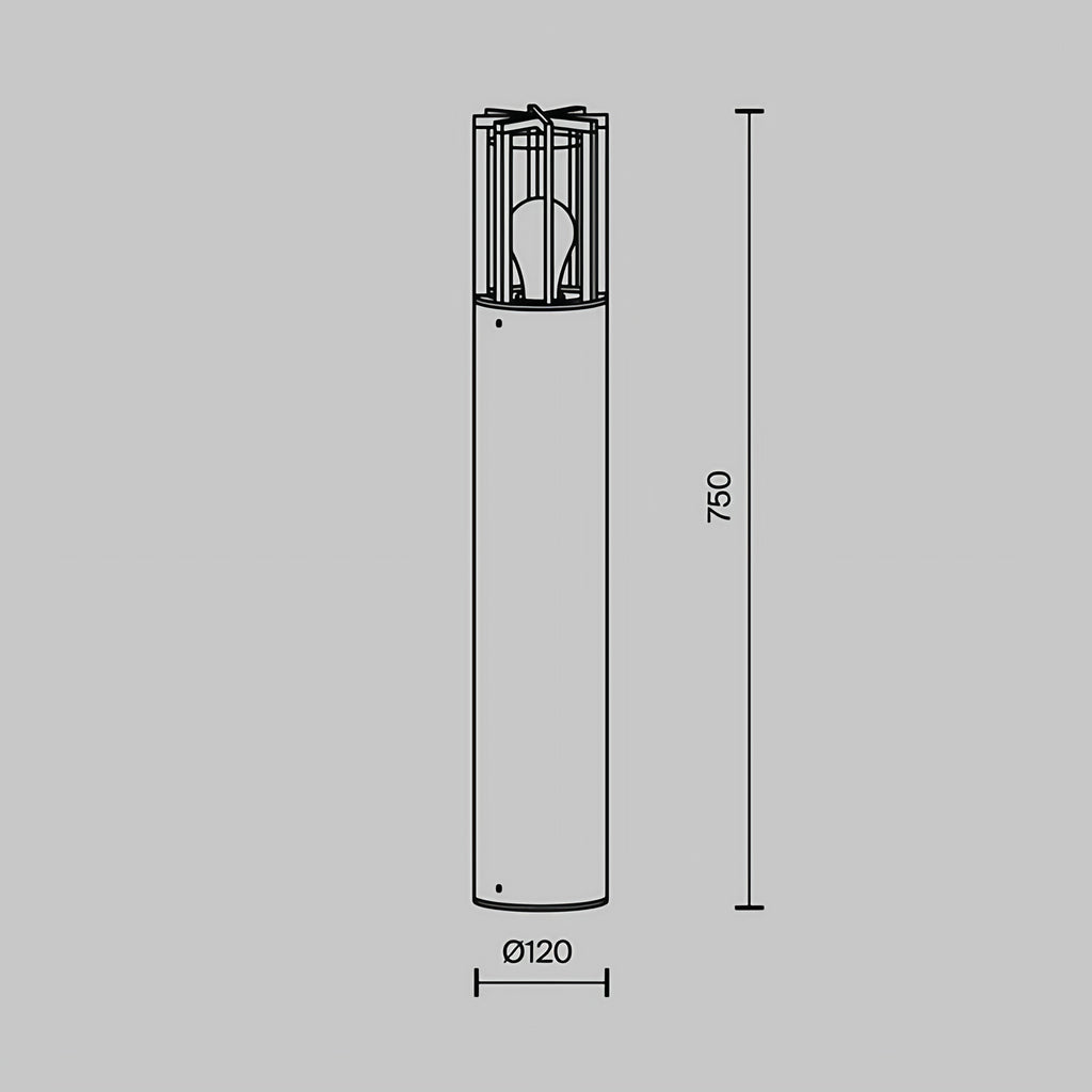 Borne extérieure industrielle à grille, métal graphite, 75 cm