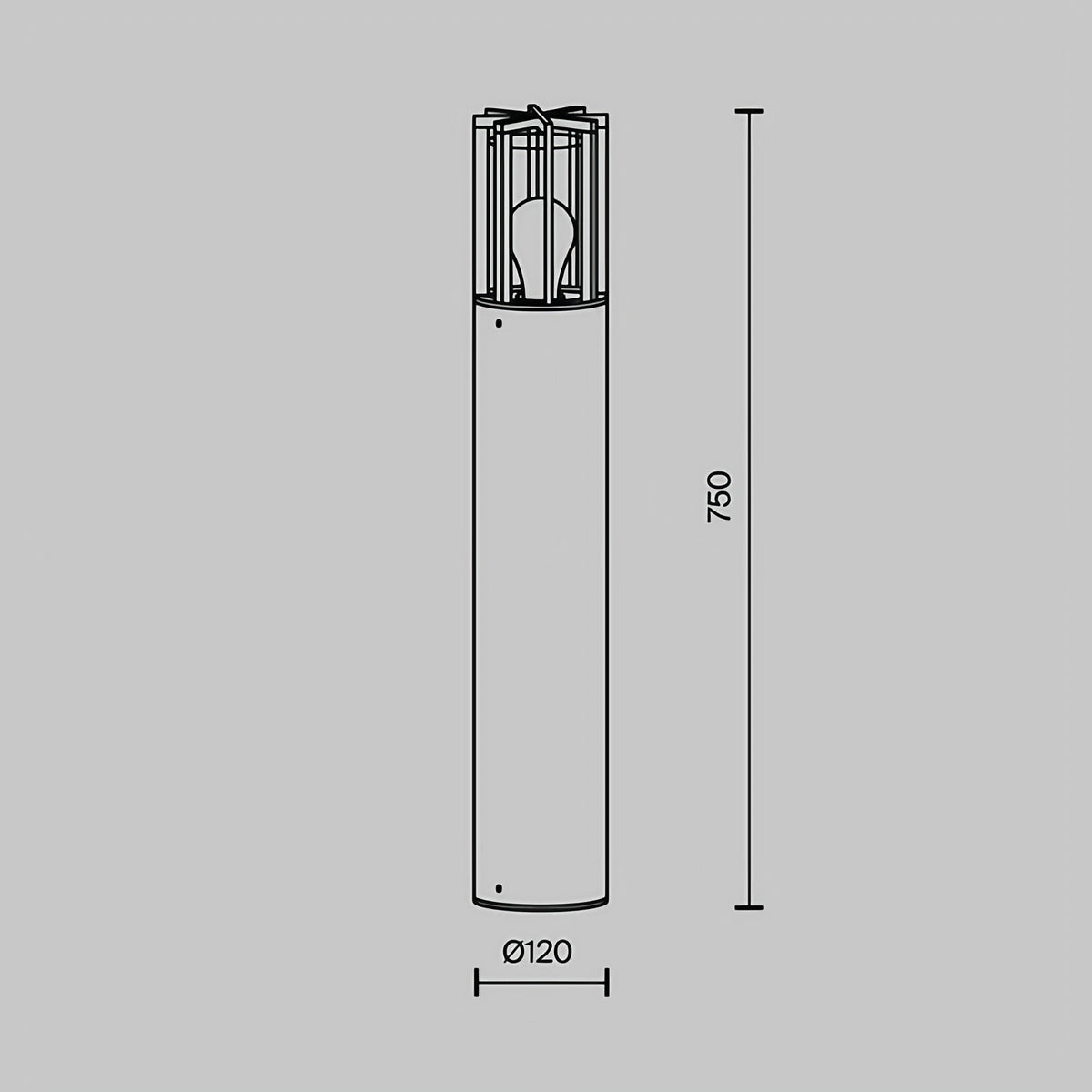 Borne extérieure industrielle à grille, métal graphite, 75 cm