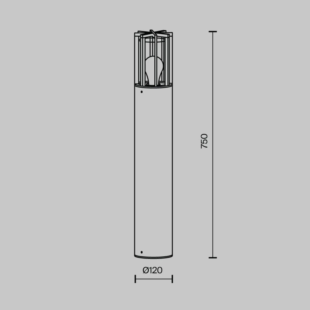 Borne extérieure industrielle à grille, métal graphite, 75 cm