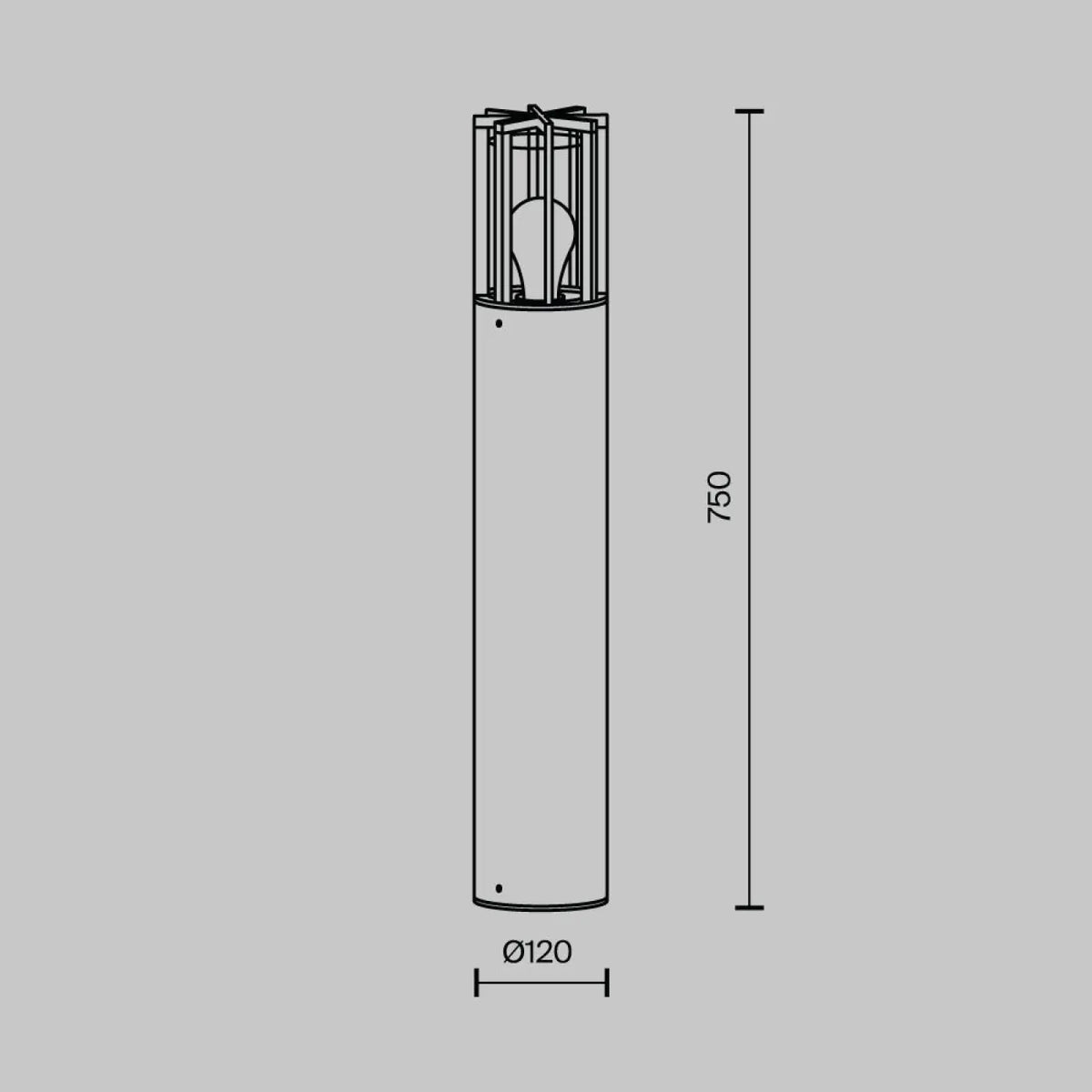 Borne extérieure industrielle à grille, métal graphite, 75 cm