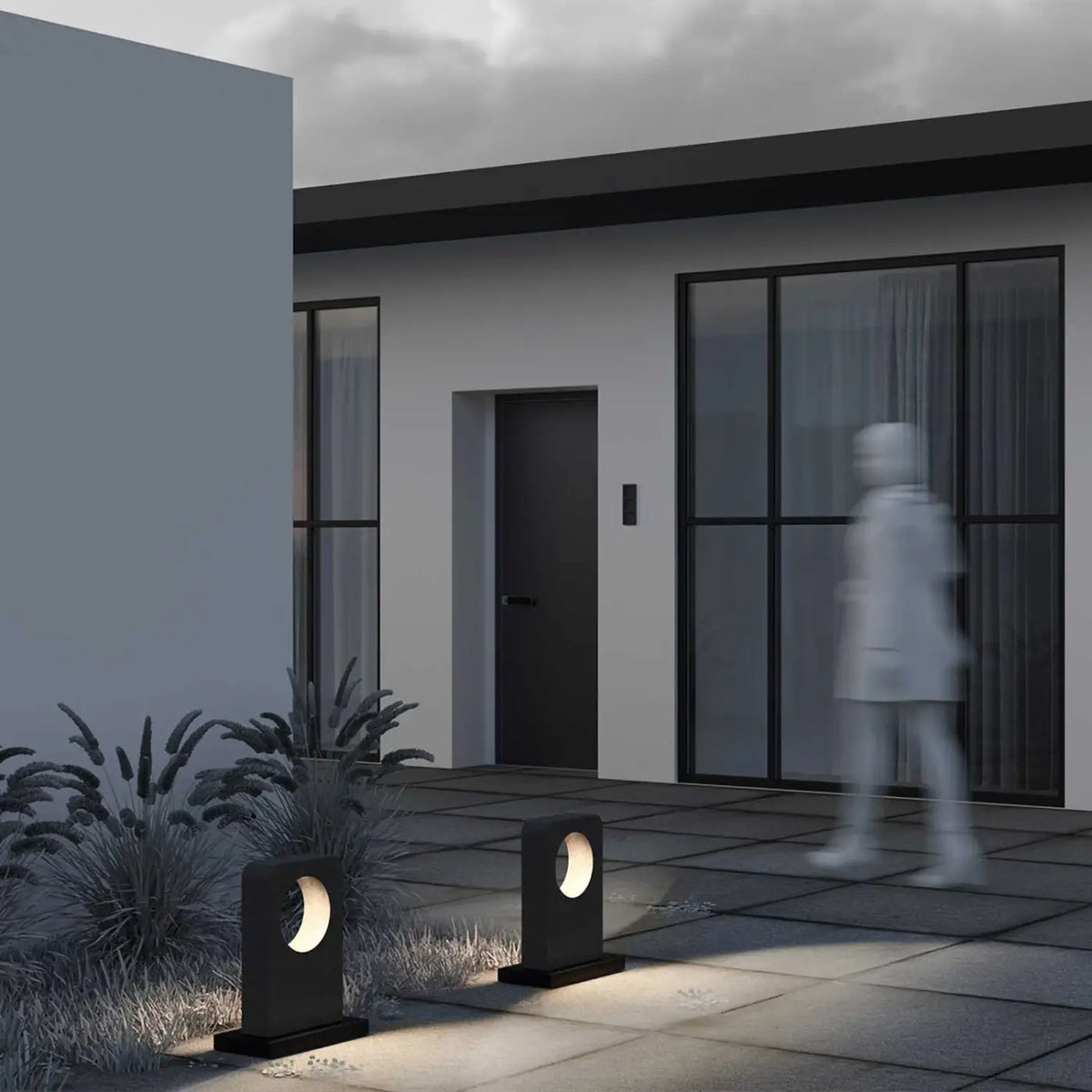 Borne extérieure LED en béton gris, 49 ou 74 cm, IP65