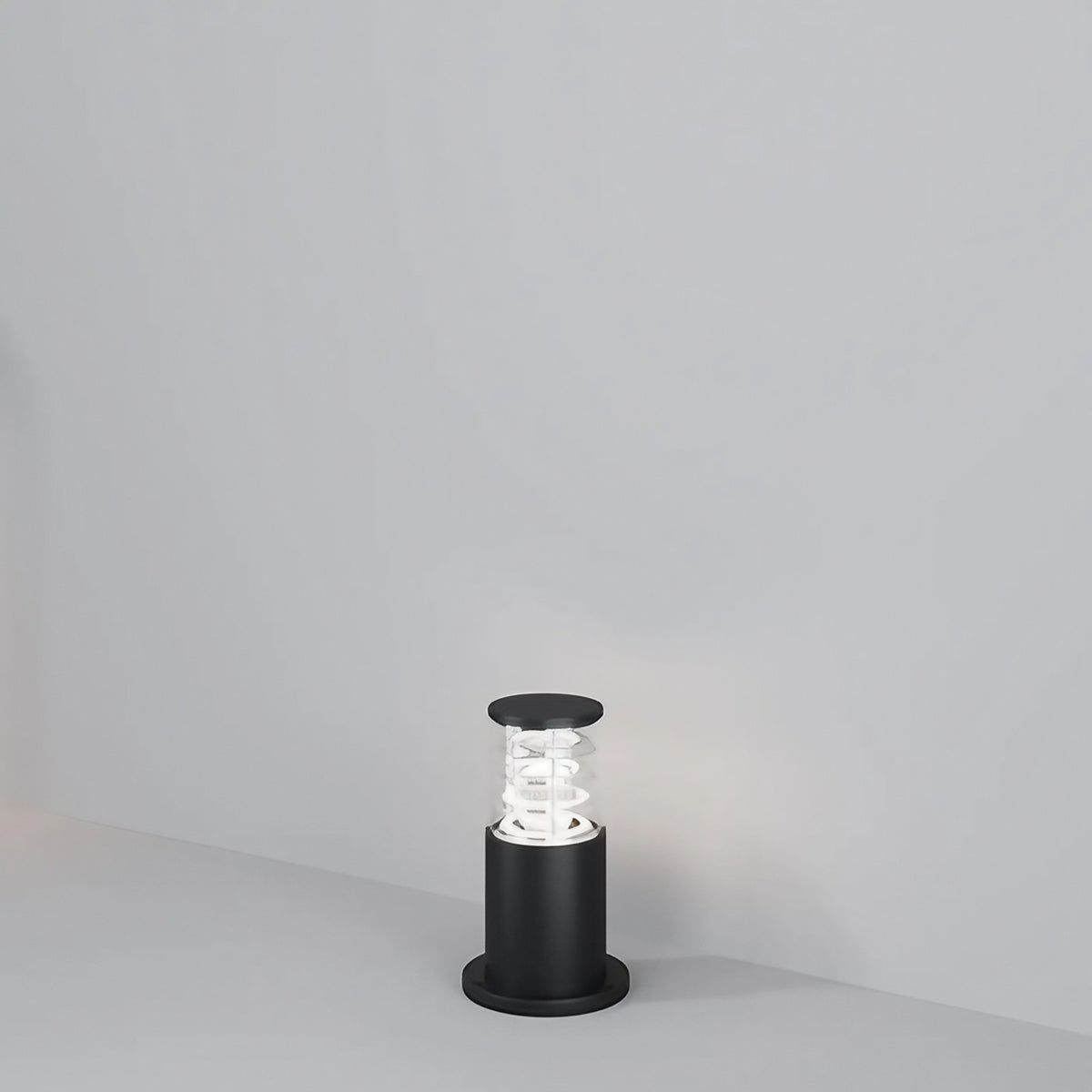 Borne extérieure en verre transparent et métal, IP54, E27, noir