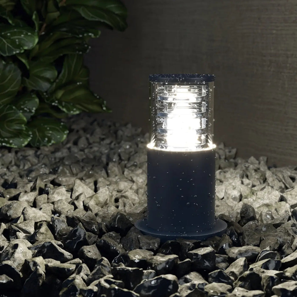 Borne extérieure en verre transparent et métal, IP54, E27
