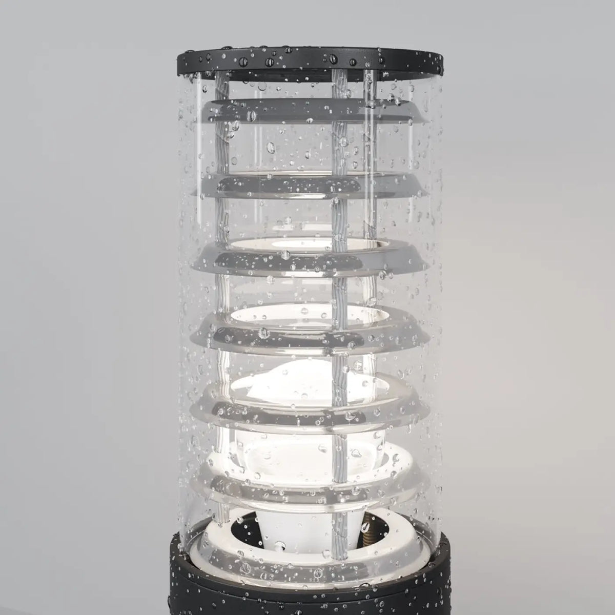 Borne extérieure en verre transparent et métal, IP54, E27