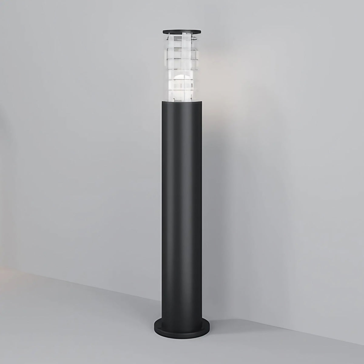 Borne extérieure en verre transparent et métal, IP54, E27, noir