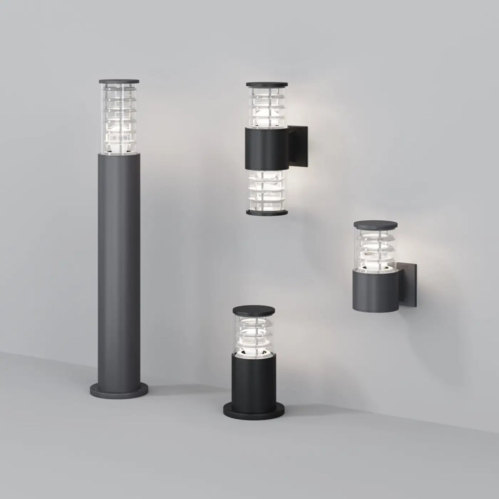 Borne extérieure en verre transparent et métal, IP54, E27