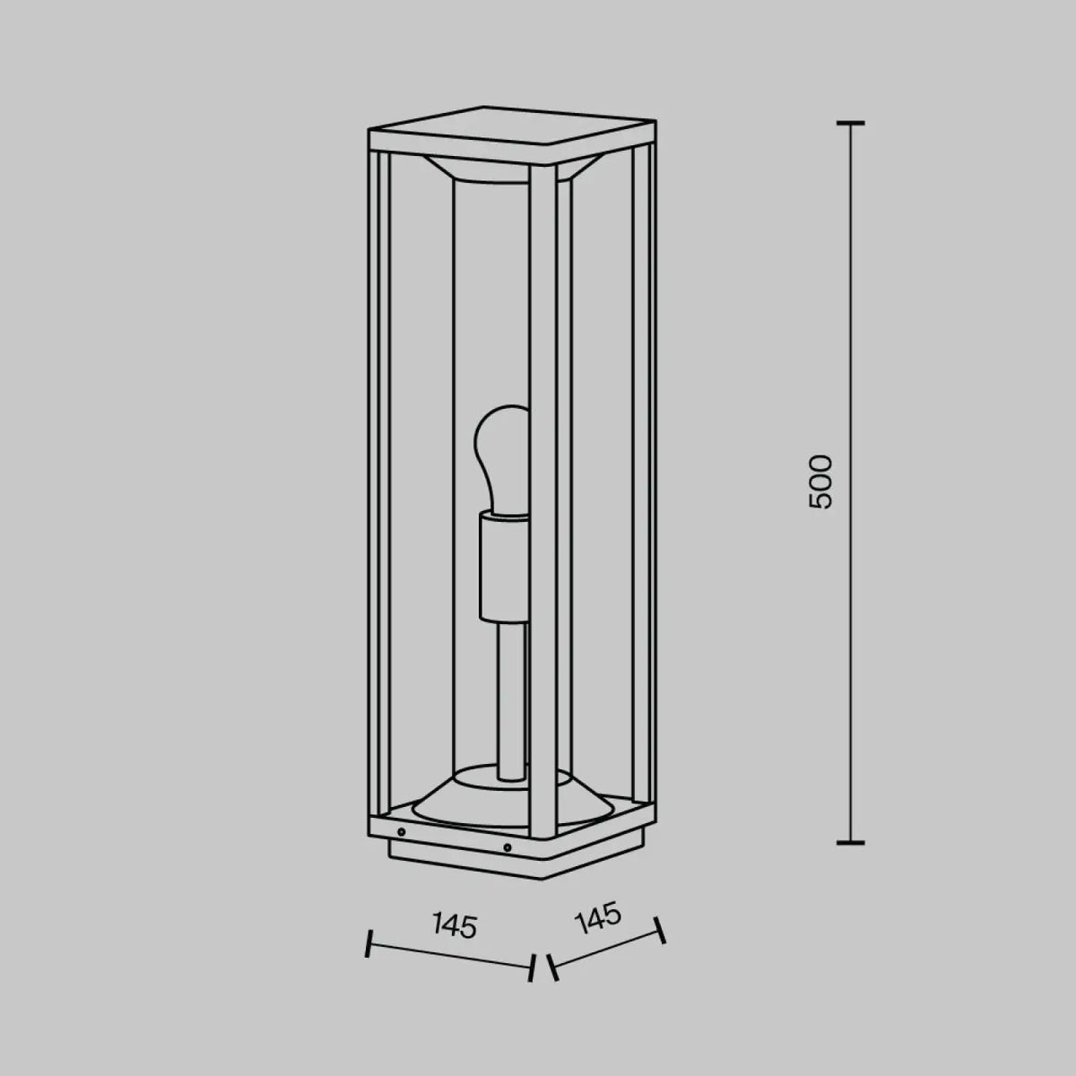 Borne de jardin carrée en aluminium graphite, IP54, E27