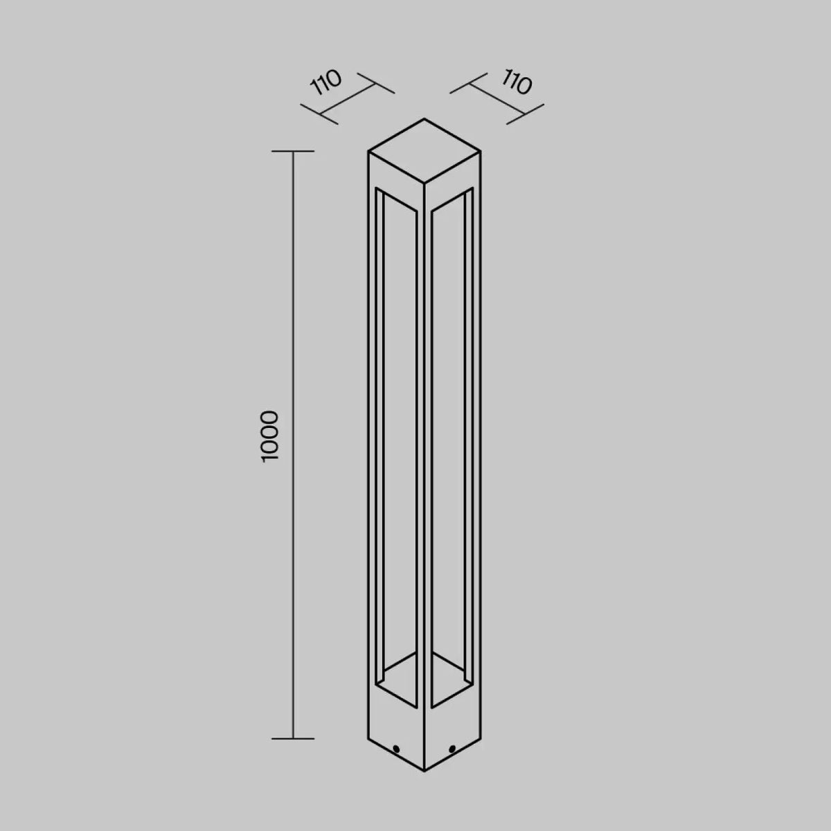 Borne extérieure LED carrée en aluminium gris, trois hauteurs