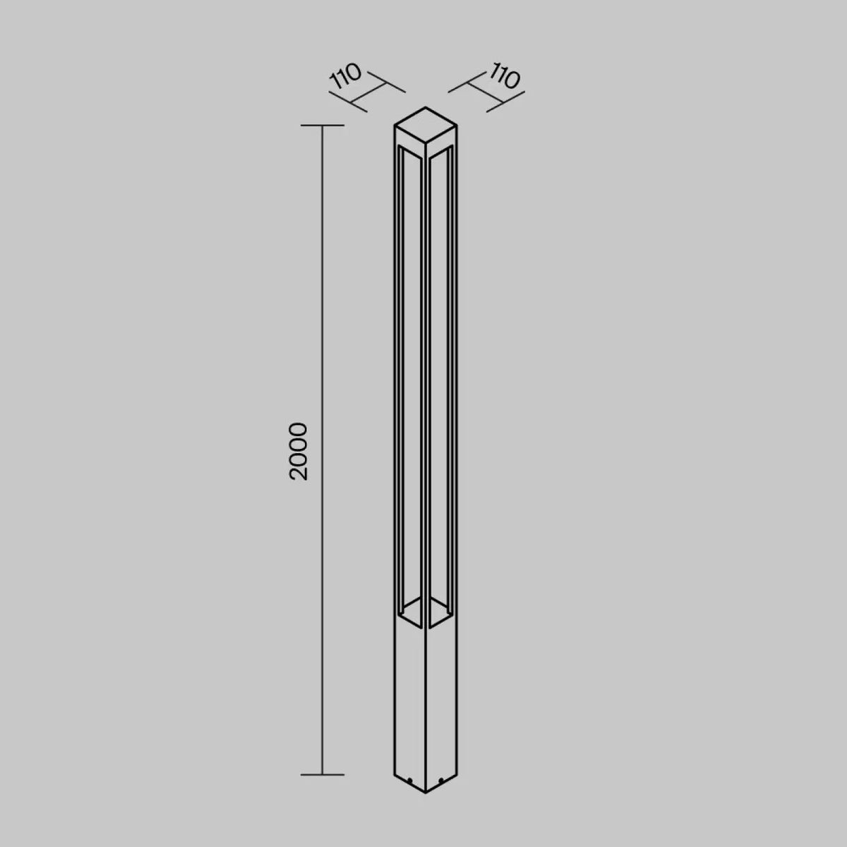 Borne extérieure LED carrée en aluminium gris, trois hauteurs